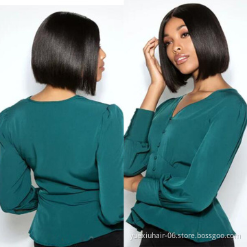 Factory Wholesale High Quality Brazilian Hair BOB Wigs for Black Women Aliexpress Human Hair Short BOB Lace Front Wigs
